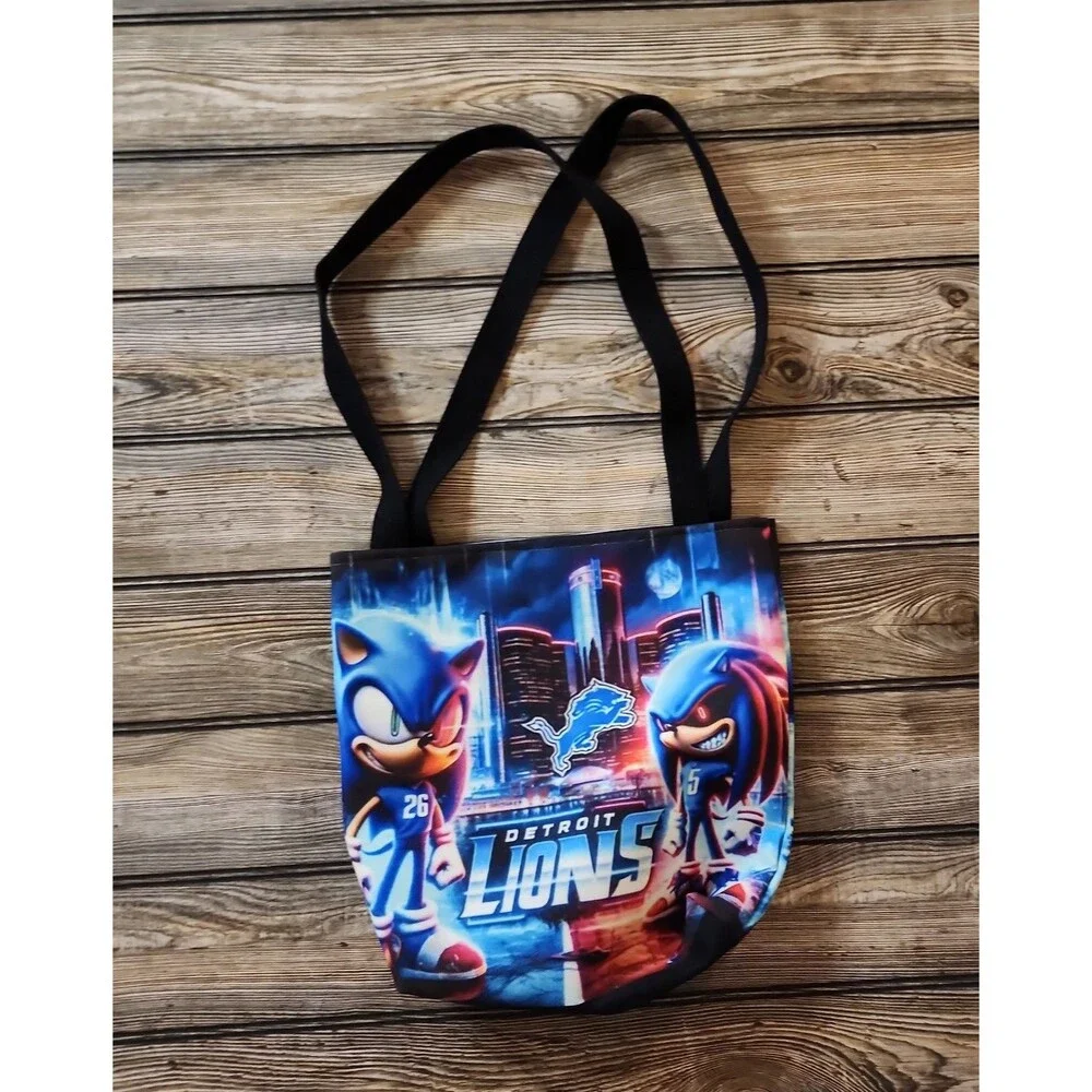 Sonic and Knuckles Detroit Lions tote bag (Custom Made) 12x12 size